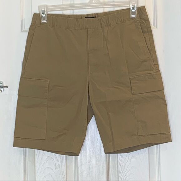 Theory Wilmar Drew Slub Poplin Shorts Size Small Cargo Brown - Picture 8 of 9